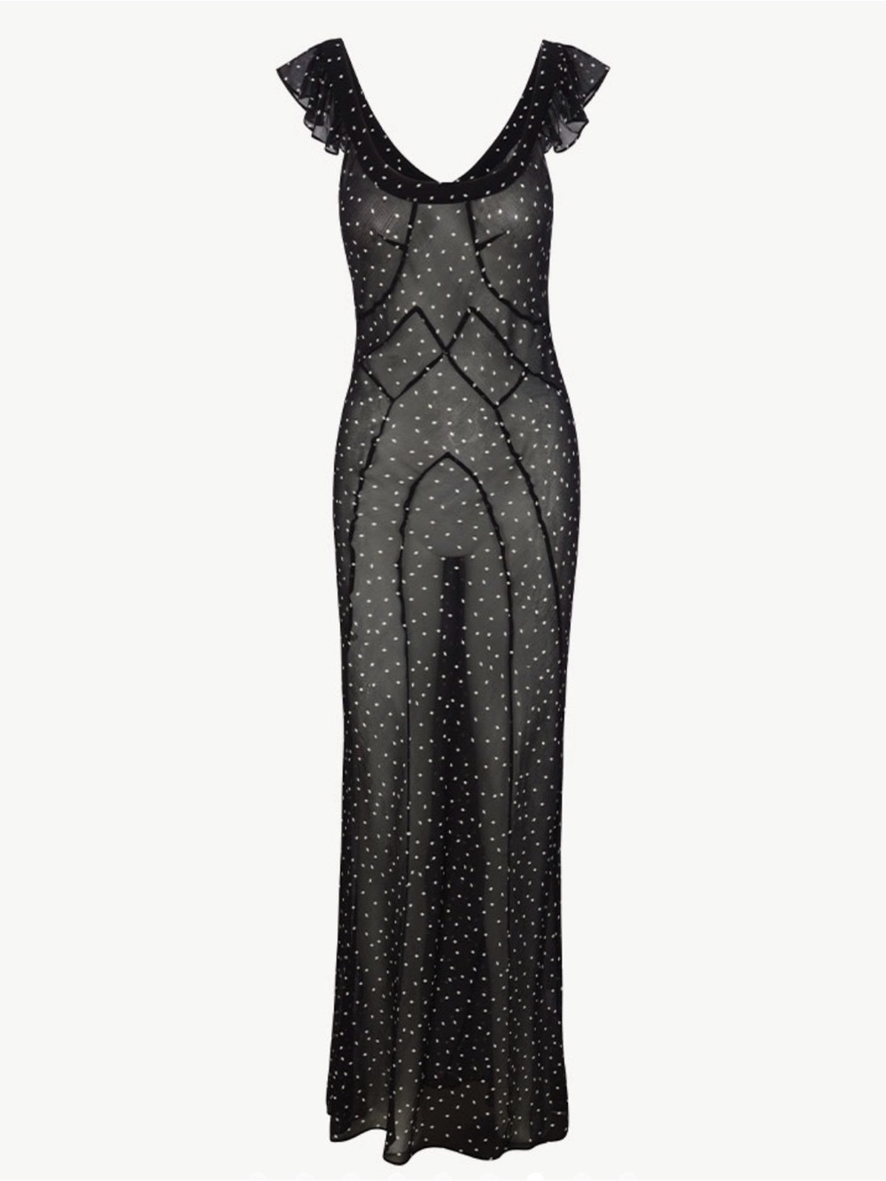 Realisation Par Black Sheer Polka Dot Maxi Dress